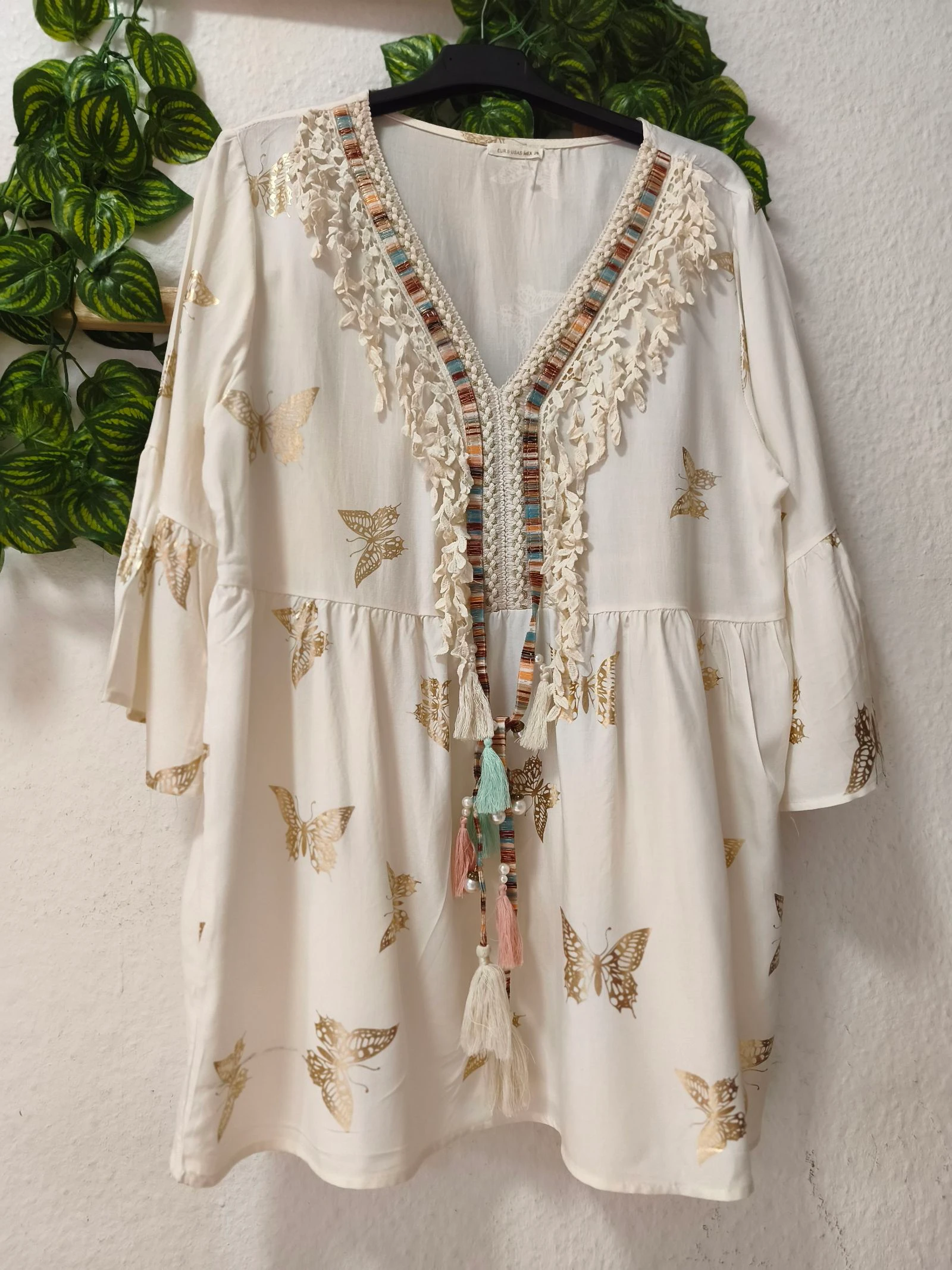 Boho blouse met vlinderdetails Coconut – photo 2